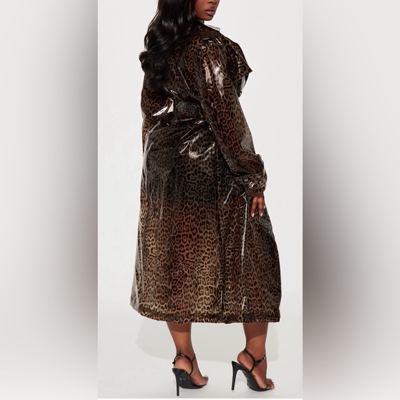 Fashion Nova Leopard Print Trench Raincoat Size XL - Picture 4 of 8